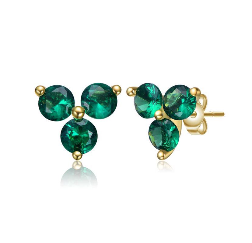 Lab Created 14K Gold Plated with Colored Cubic Zirconia Stud Earrings