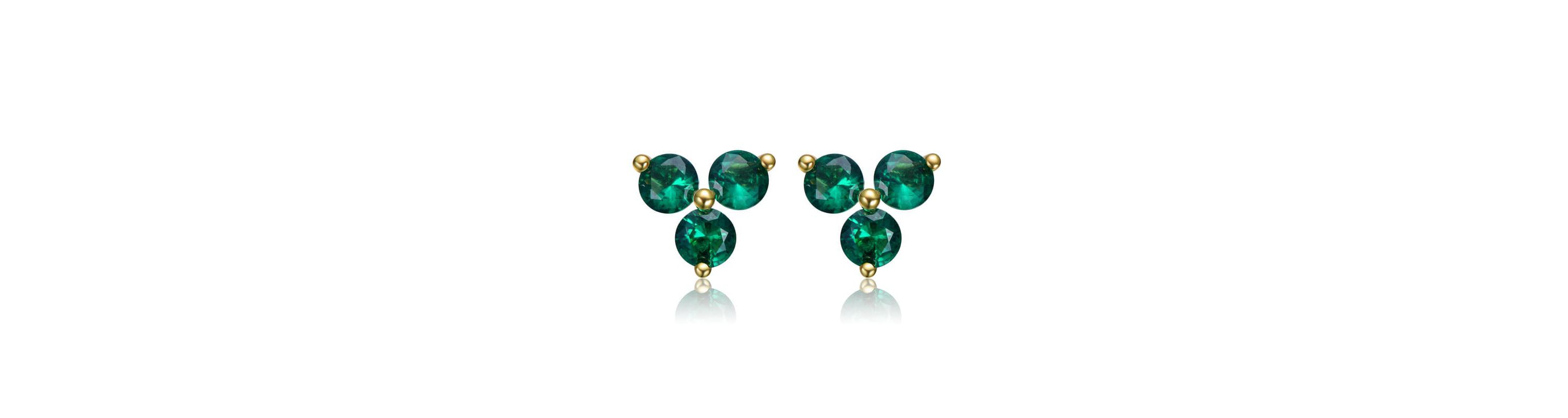 Lab Created 14K Gold Plated with Colored Cubic Zirconia Stud Earrings