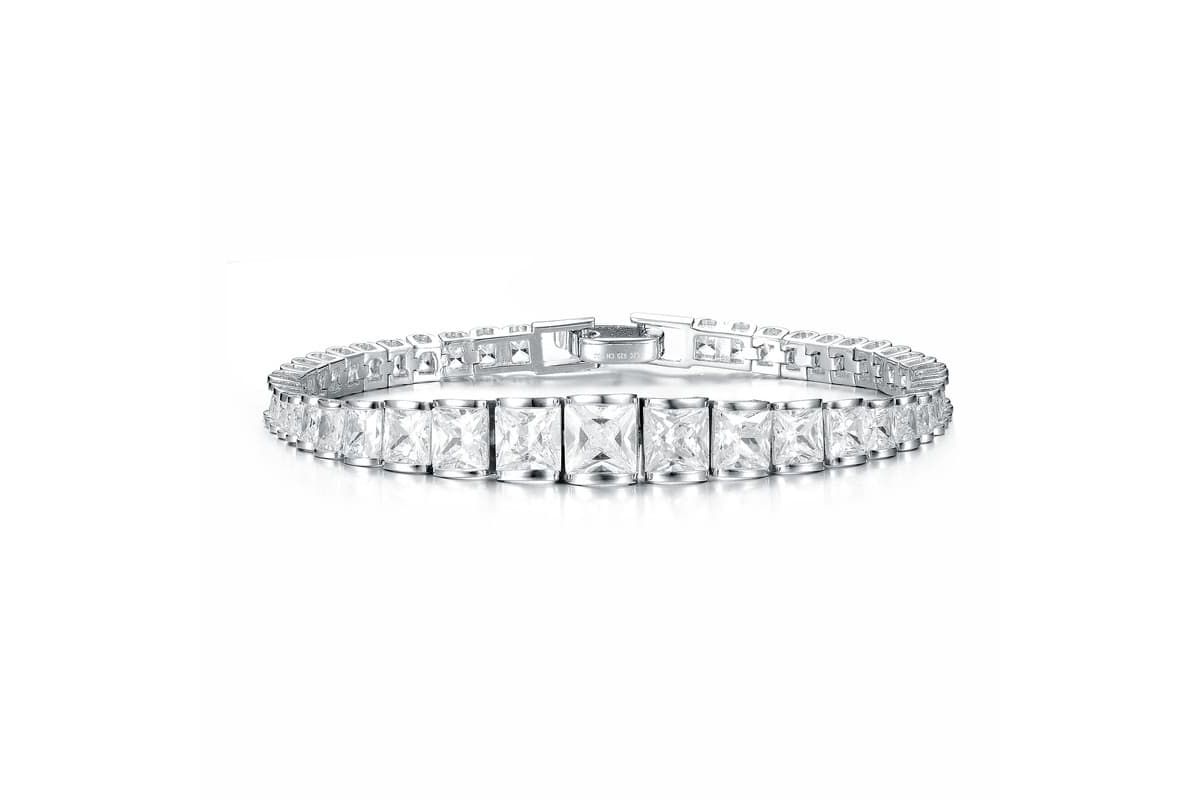 Lab Created Sterling Silver with Shimmering Clear Cubic Zirconia Tennis Bracelet