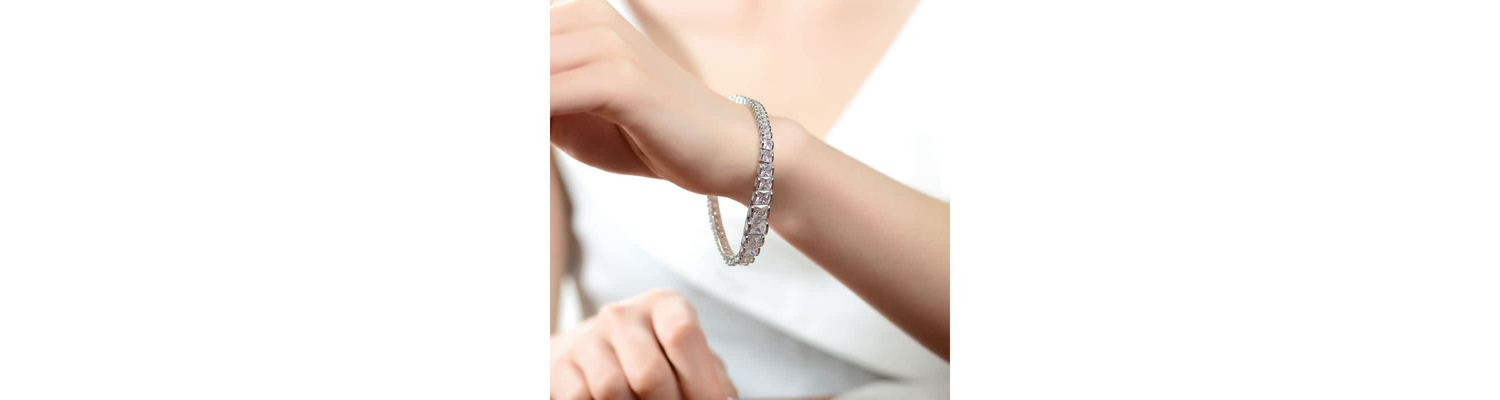 Lab Created Sterling Silver with Shimmering Clear Cubic Zirconia Tennis Bracelet