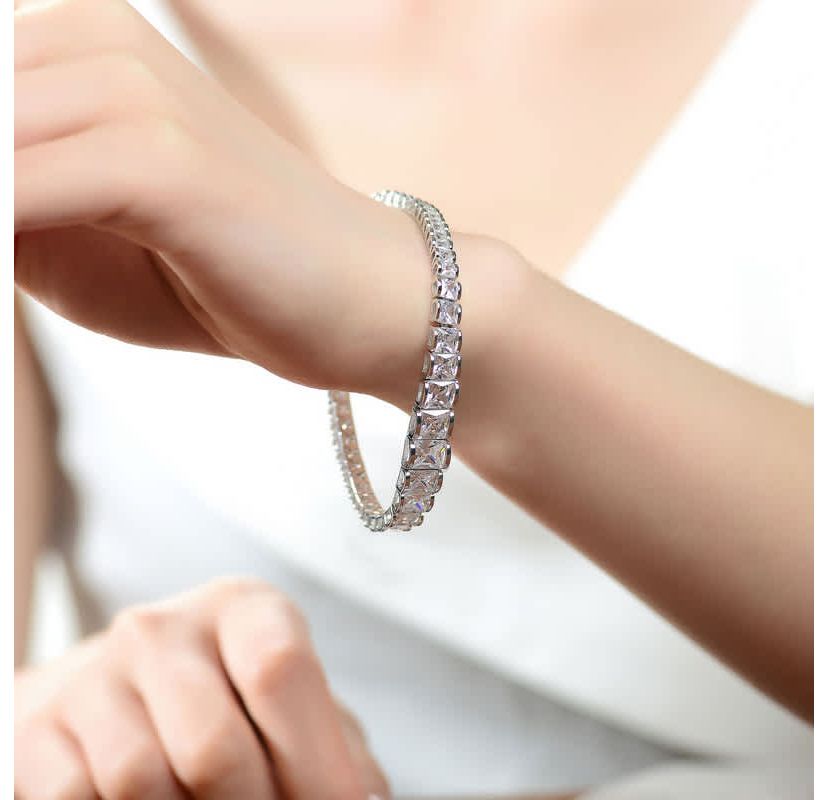 Lab Created Sterling Silver with Shimmering Clear Cubic Zirconia Tennis Bracelet