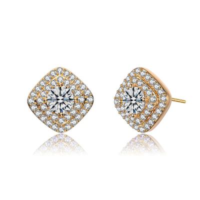 Rozzato Lab Created Clear Cubic Zirconia Pave Square Shape Stud Earrings