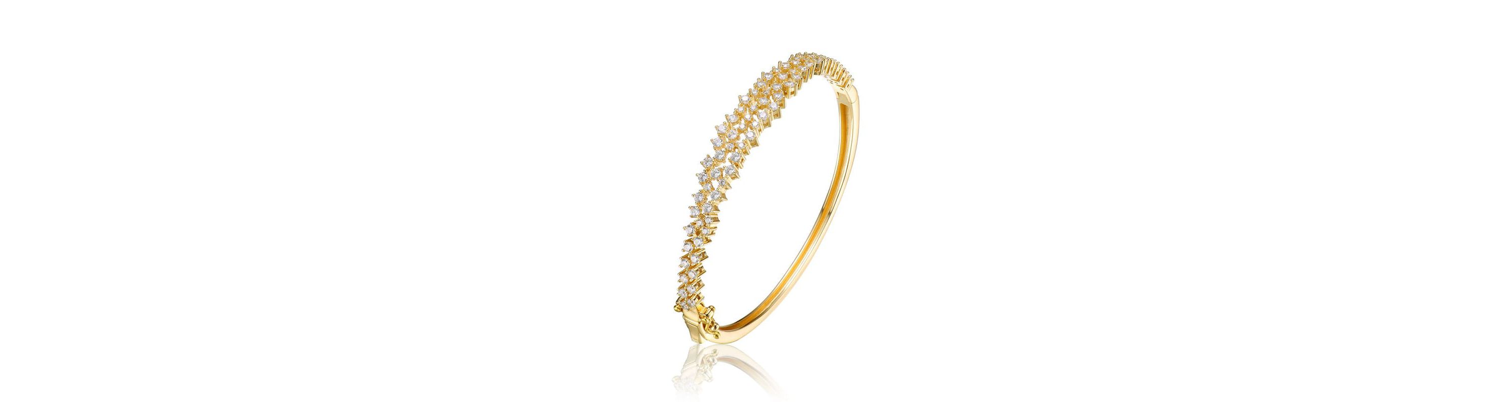 Lab Created Sterling Silver with with Clear Round Cubic Zirconia Cluster Style Bangle Bracelet