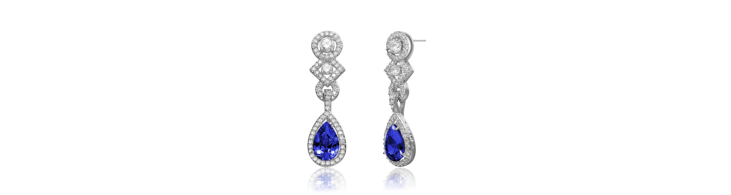 Lab Created Sterling Silver White Gold Plated With Colored Cubic Zirconia Dangle Earrings