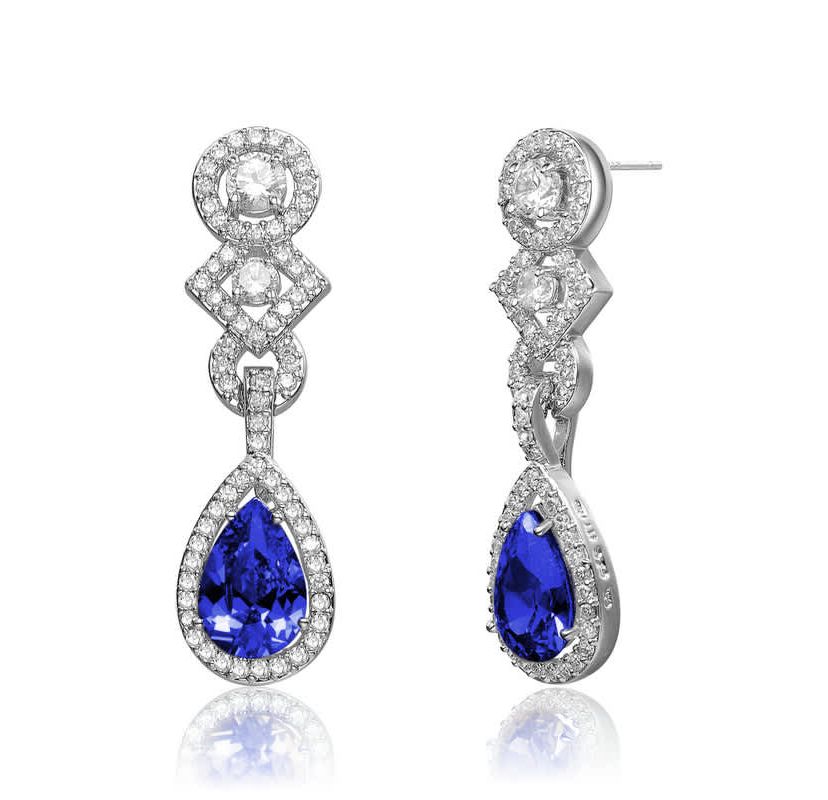 Lab Created Sterling Silver White Gold Plated With Colored Cubic Zirconia Dangle Earrings
