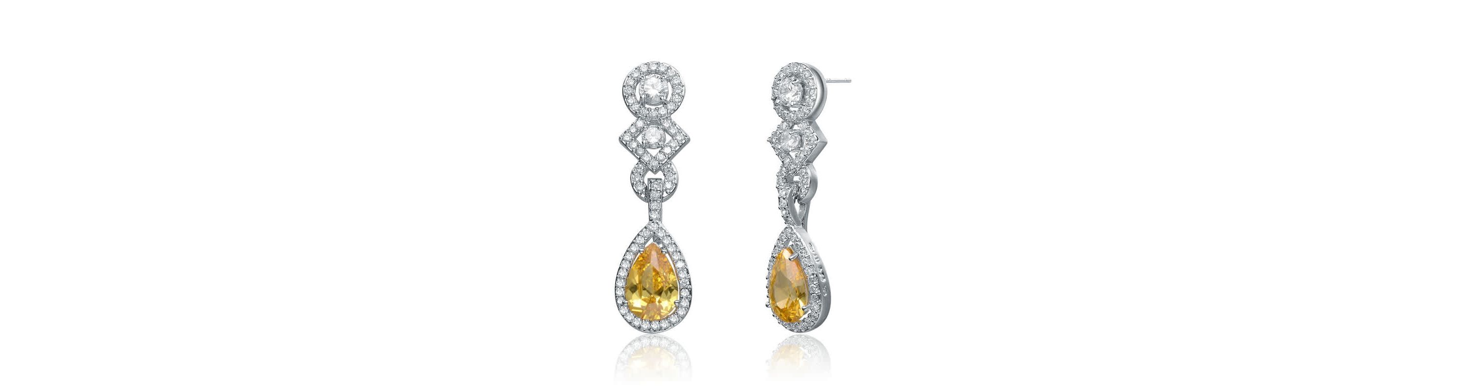 Lab Created Sterling Silver White Gold Plated With Colored Cubic Zirconia Dangle Earrings