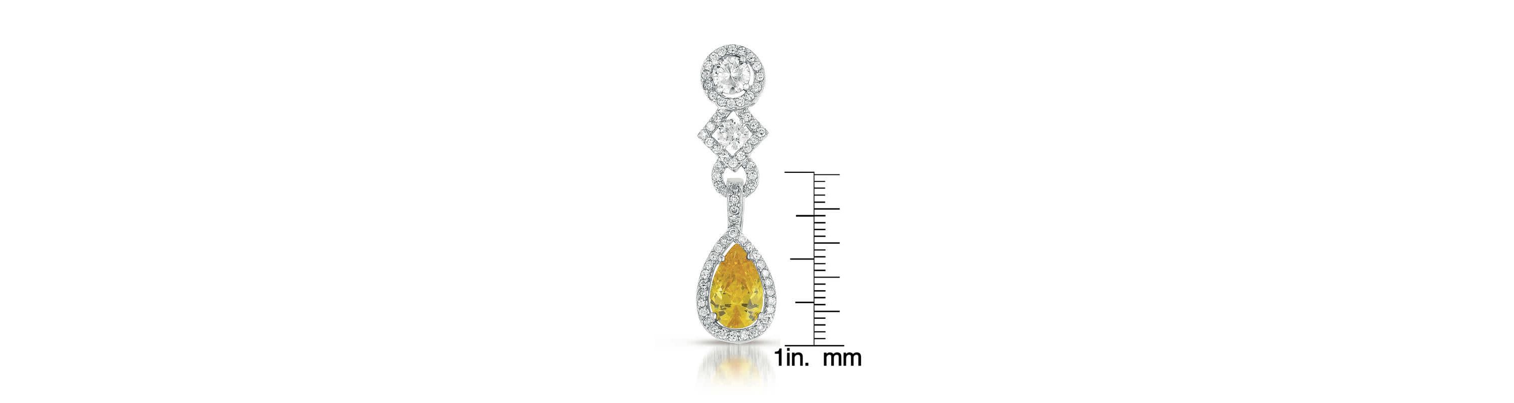 Lab Created Sterling Silver White Gold Plated With Colored Cubic Zirconia Dangle Earrings