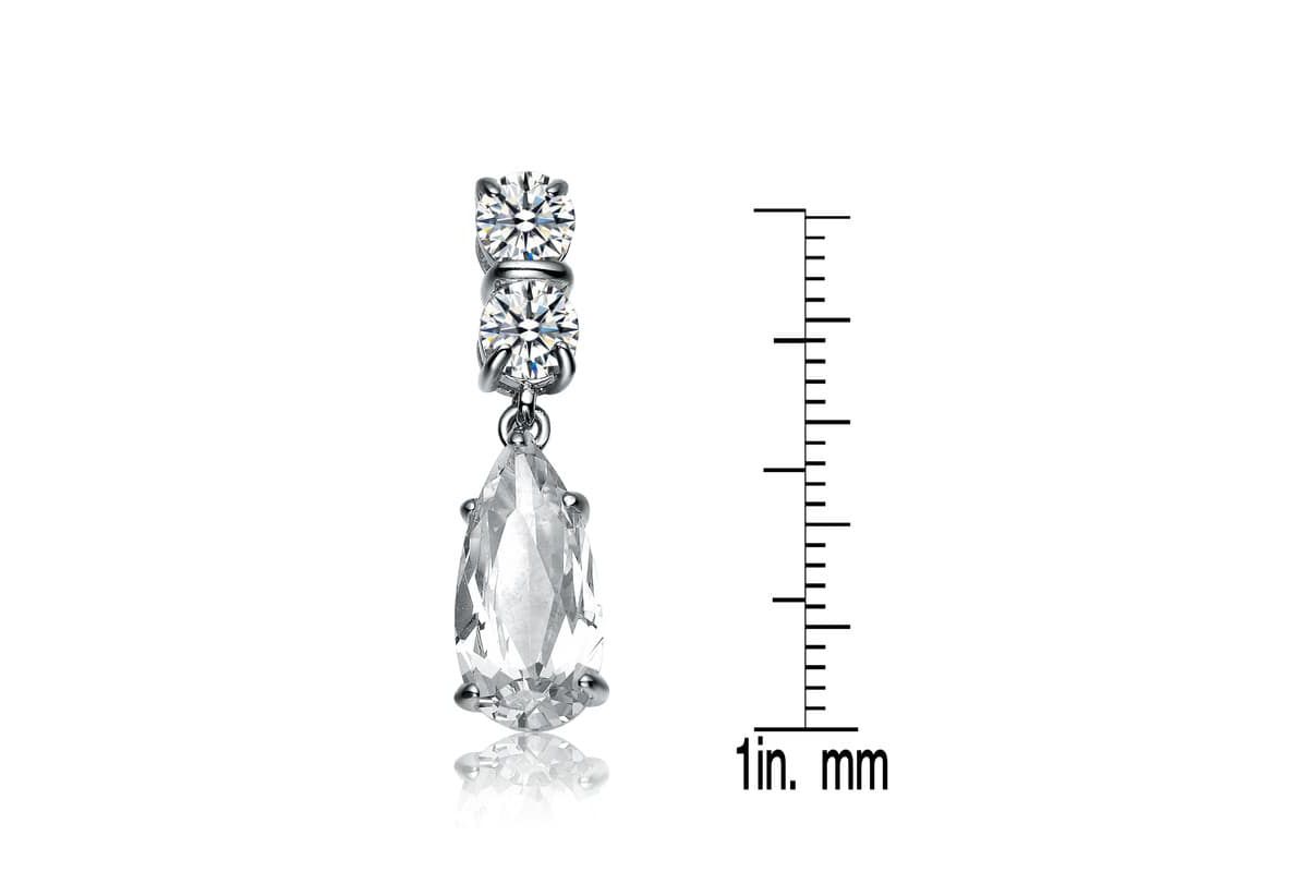 Lab Created Sterling Silver White Gold Plated with Colored Cubic Zirconia Long Narrow Teardrop Earrings