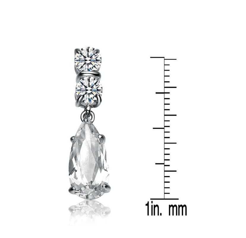 Lab Created Sterling Silver White Gold Plated with Colored Cubic Zirconia Long Narrow Teardrop Earrings