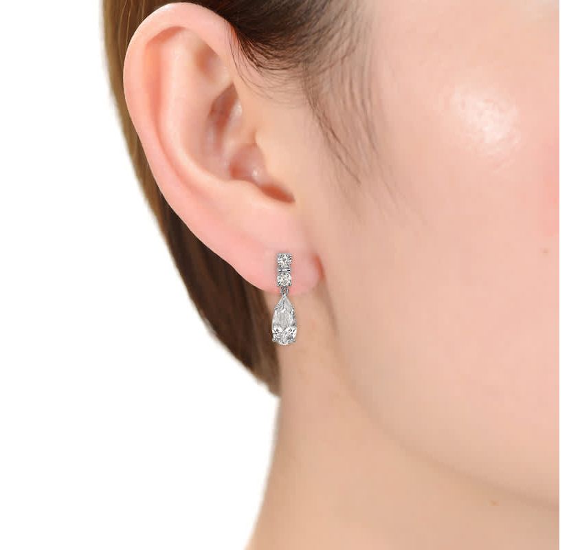 Lab Created Sterling Silver White Gold Plated with Colored Cubic Zirconia Long Narrow Teardrop Earrings