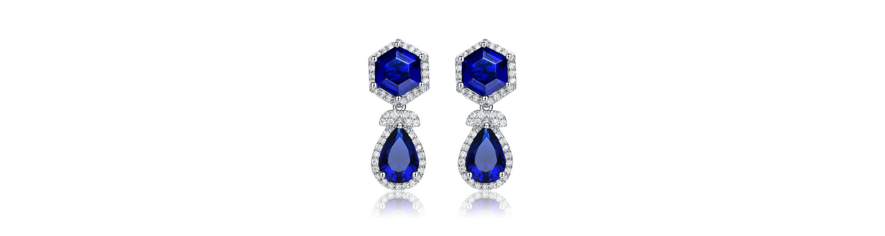 Lab Created Sterling Silver White Gold Plated with Colored Cubic Zirconia Halo Drop Earrings