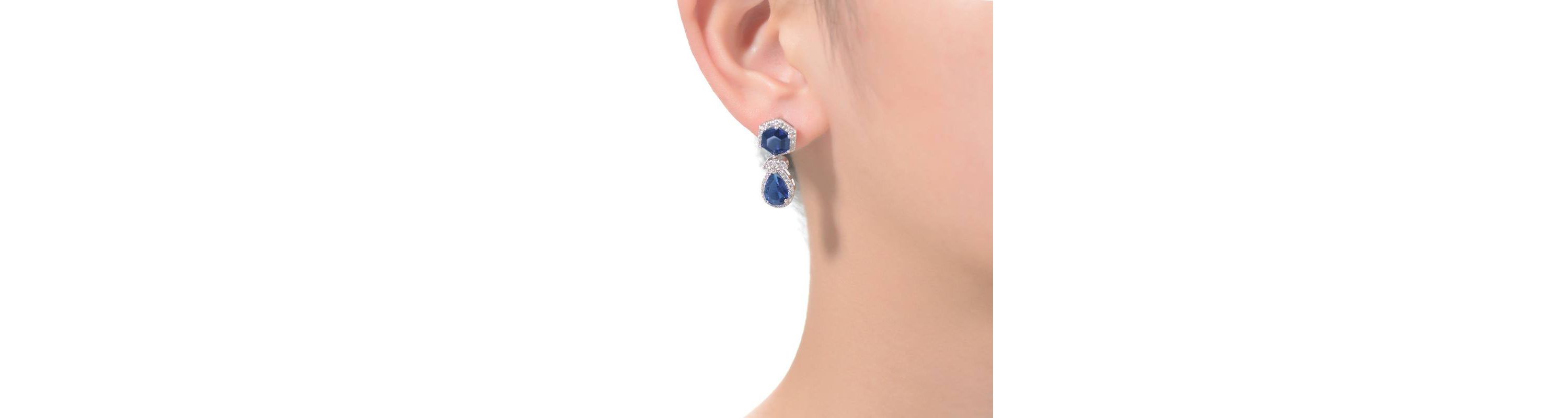 Lab Created Sterling Silver White Gold Plated with Colored Cubic Zirconia Halo Drop Earrings