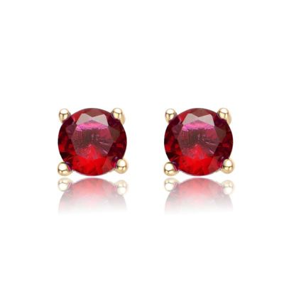 Rozzato Lab Created 14K Gold Plated with Colored Cubic Zirconia Round Stud Earrings for Teens