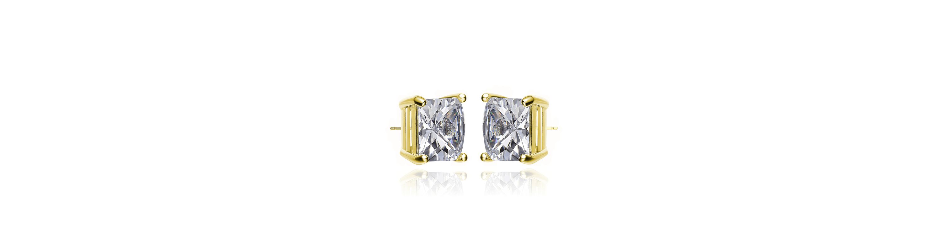Lab Created Sterling Silver with Clear Cubic Zirconia Square Studs