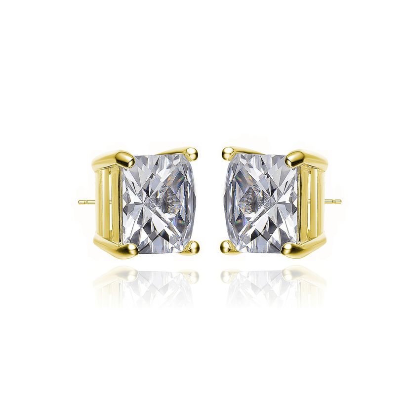Lab Created Sterling Silver with Clear Cubic Zirconia Square Studs
