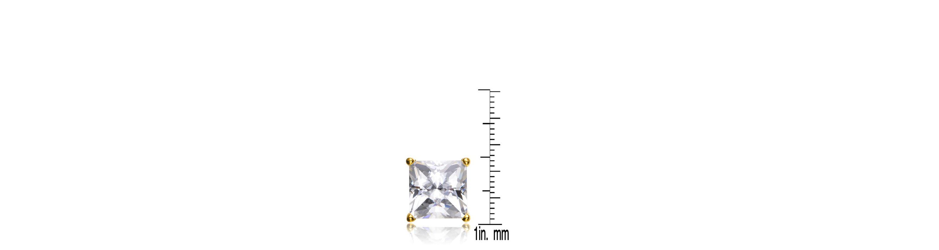 Lab Created Sterling Silver with Clear Cubic Zirconia Square Studs