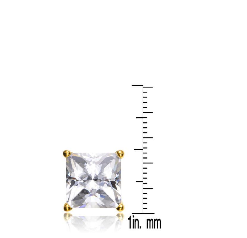 Lab Created Sterling Silver with Clear Cubic Zirconia Square Studs