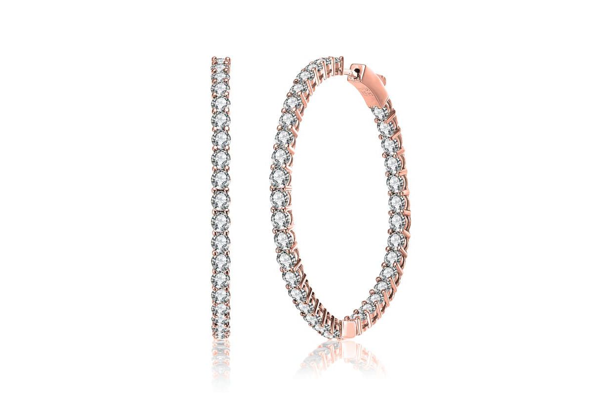 Lab Created White Gold Plated with Colored Cubic Zirconia Hoop Earrings