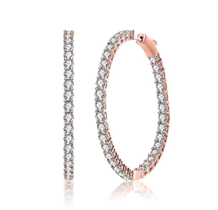 Lab Created White Gold Plated with Colored Cubic Zirconia Hoop Earrings