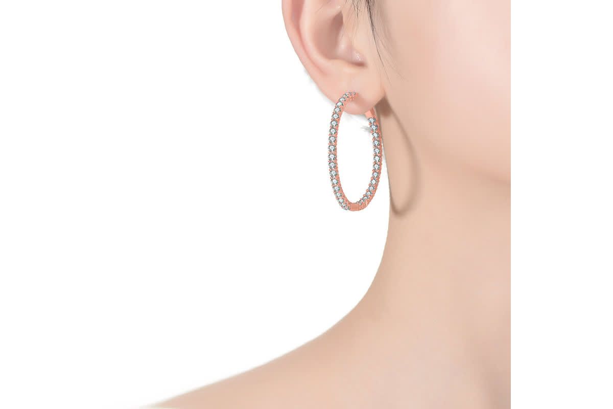 Lab Created White Gold Plated with Colored Cubic Zirconia Hoop Earrings