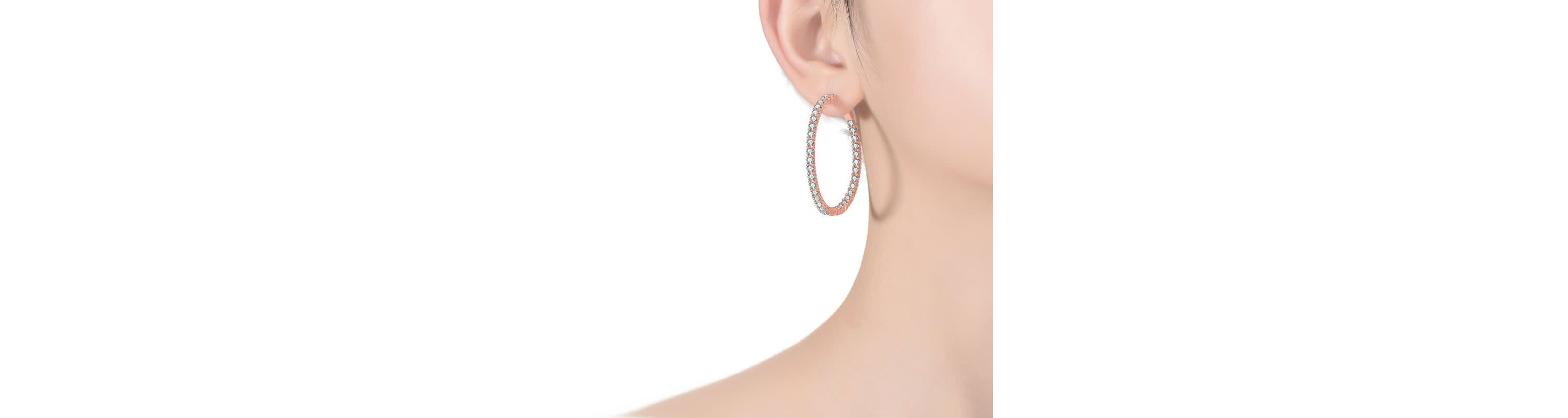 Lab Created White Gold Plated with Colored Cubic Zirconia Hoop Earrings