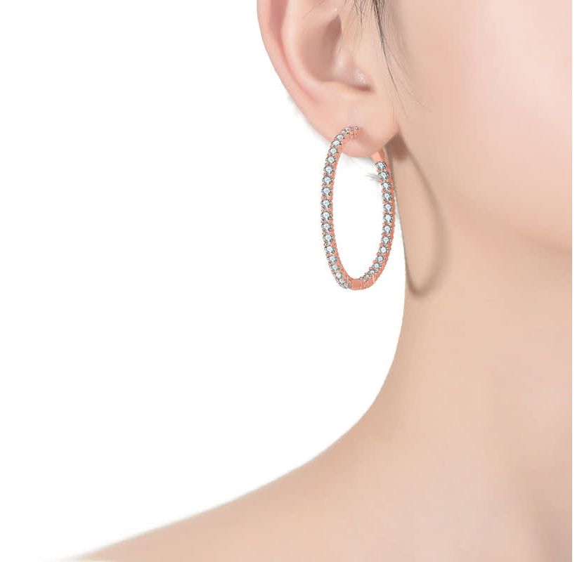 Lab Created White Gold Plated with Colored Cubic Zirconia Hoop Earrings