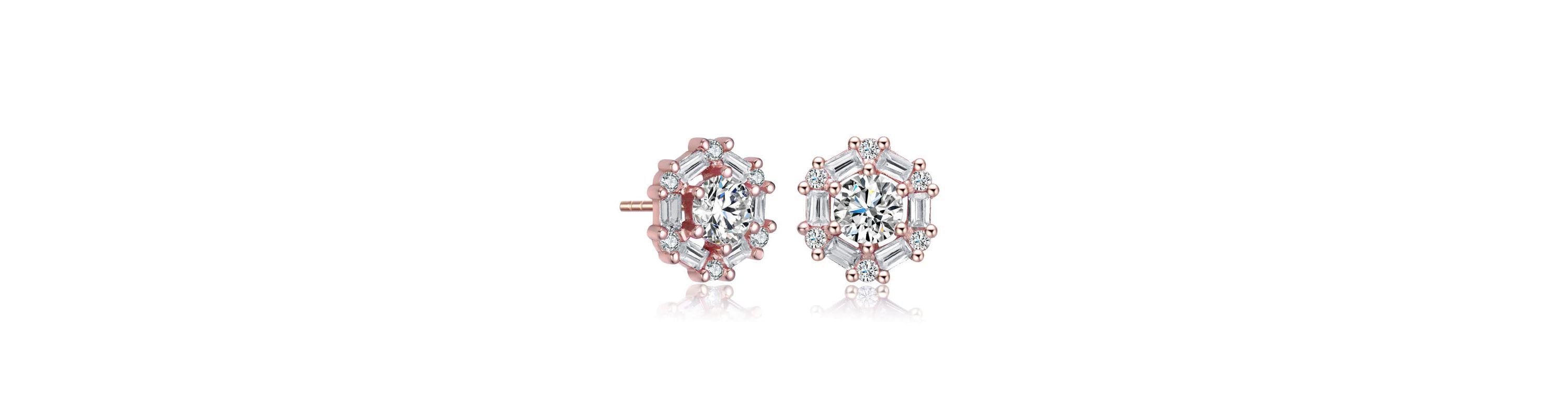 Lab Created Round and Colored Baguette Cubic Zirconia Stud Earrings