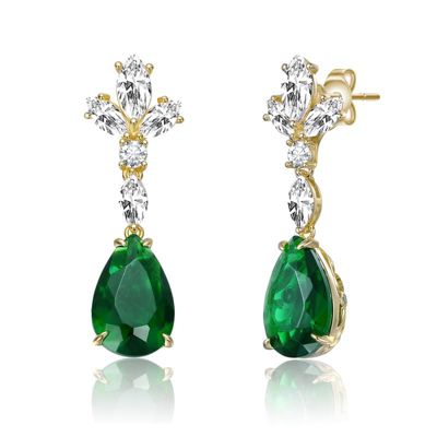 Rozzato Lab Created Sterling Silver 14K Gold Plated with Colored Cubic Zirconia Cluster Dangle Earrings