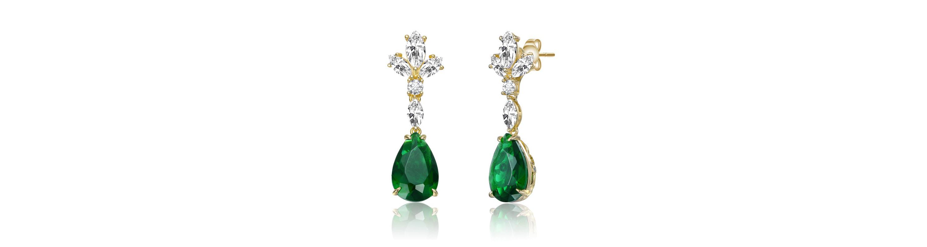 Lab Created Sterling Silver 14K Gold Plated with Colored Cubic Zirconia Cluster Dangle Earrings