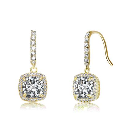 Rozzato Lab Created Stylish Asscher-Cut Clear Cubic Zirconia Square Drop Earring
