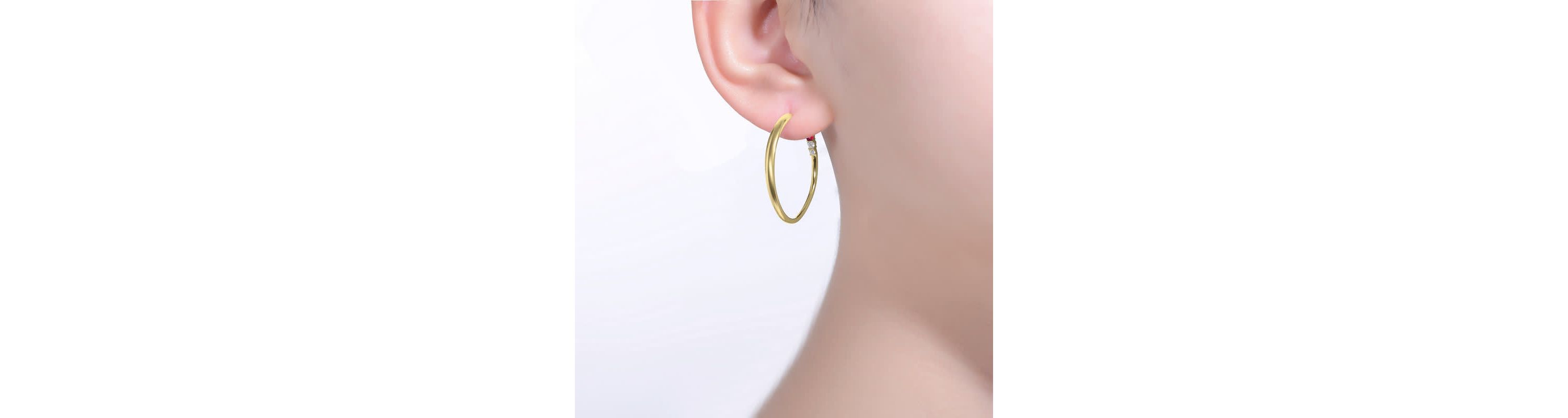 Lab Created Sterling Silver White Gold Plated with Colored Cubic Zirconia 3-Stone C-Hoop Earrings
