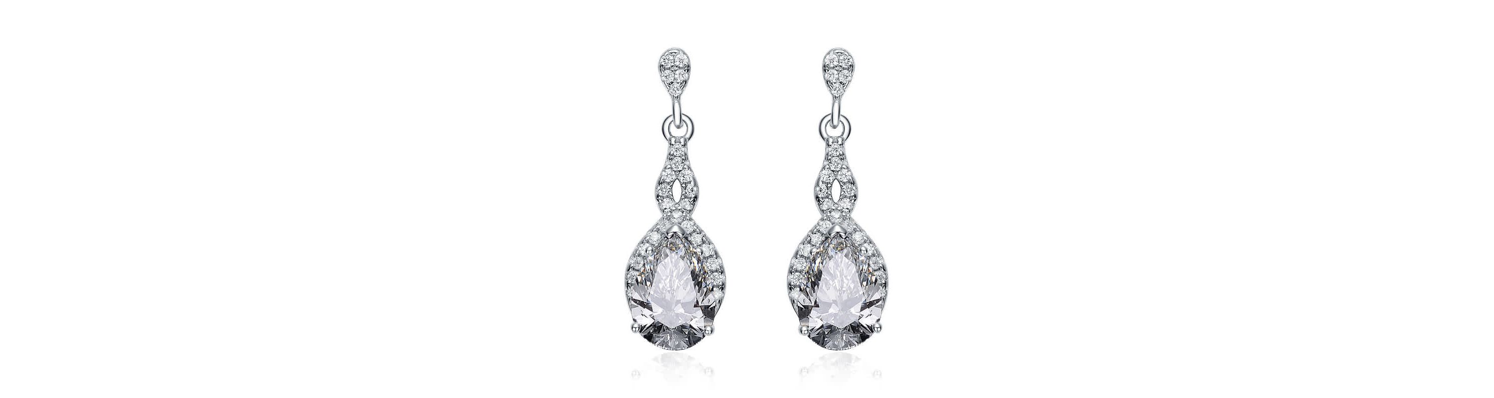 Lab Created Sterling Silver with Colored Cubic Zirconia Teardrop Earrings