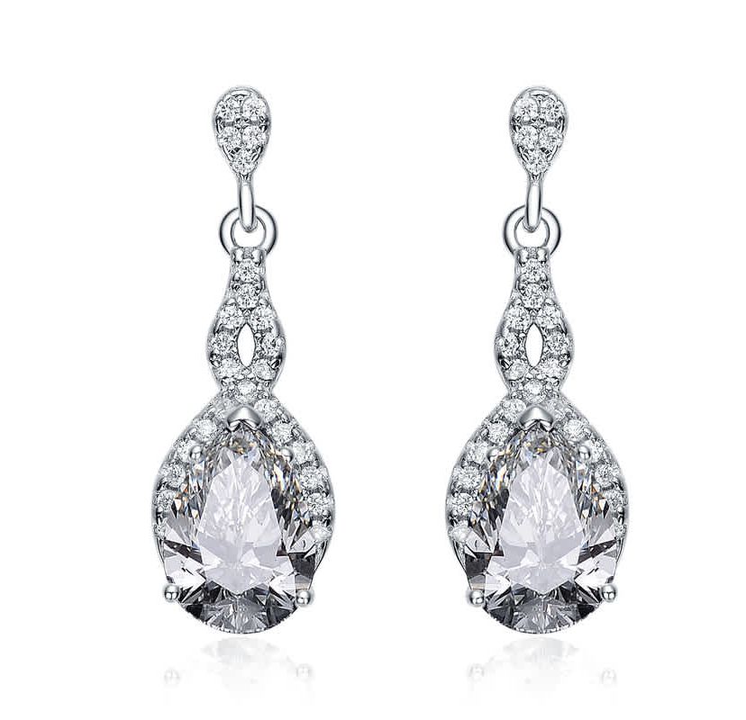 Lab Created Sterling Silver with Colored Cubic Zirconia Teardrop Earrings