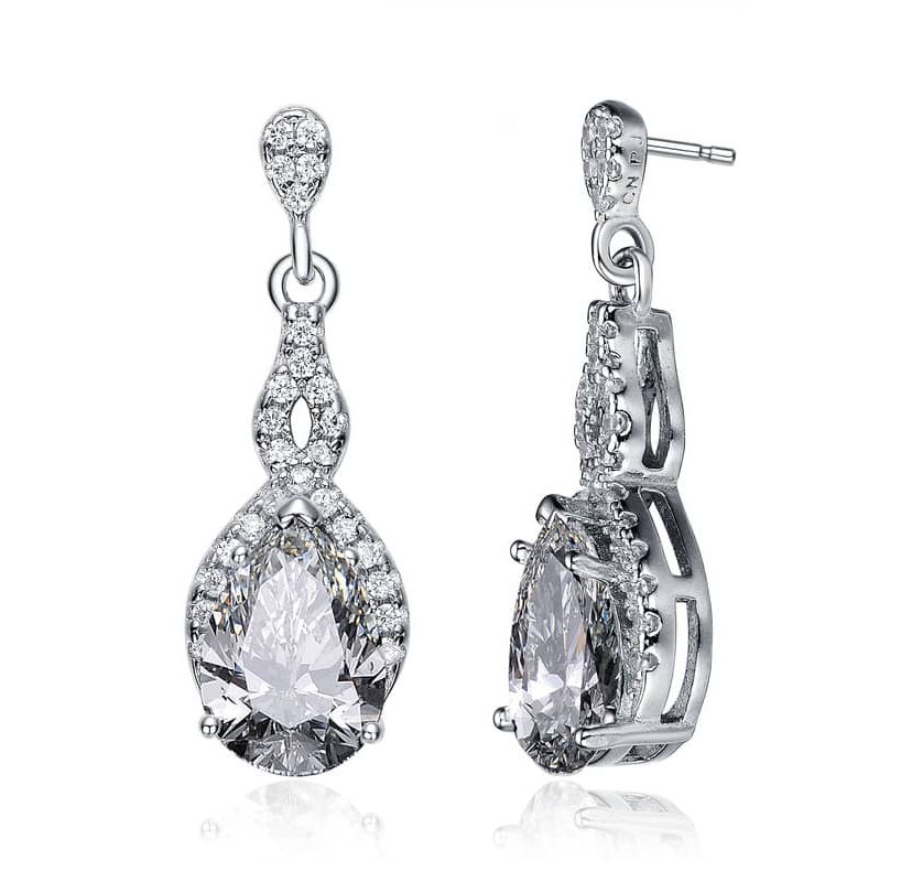 Lab Created Sterling Silver with Colored Cubic Zirconia Teardrop Earrings