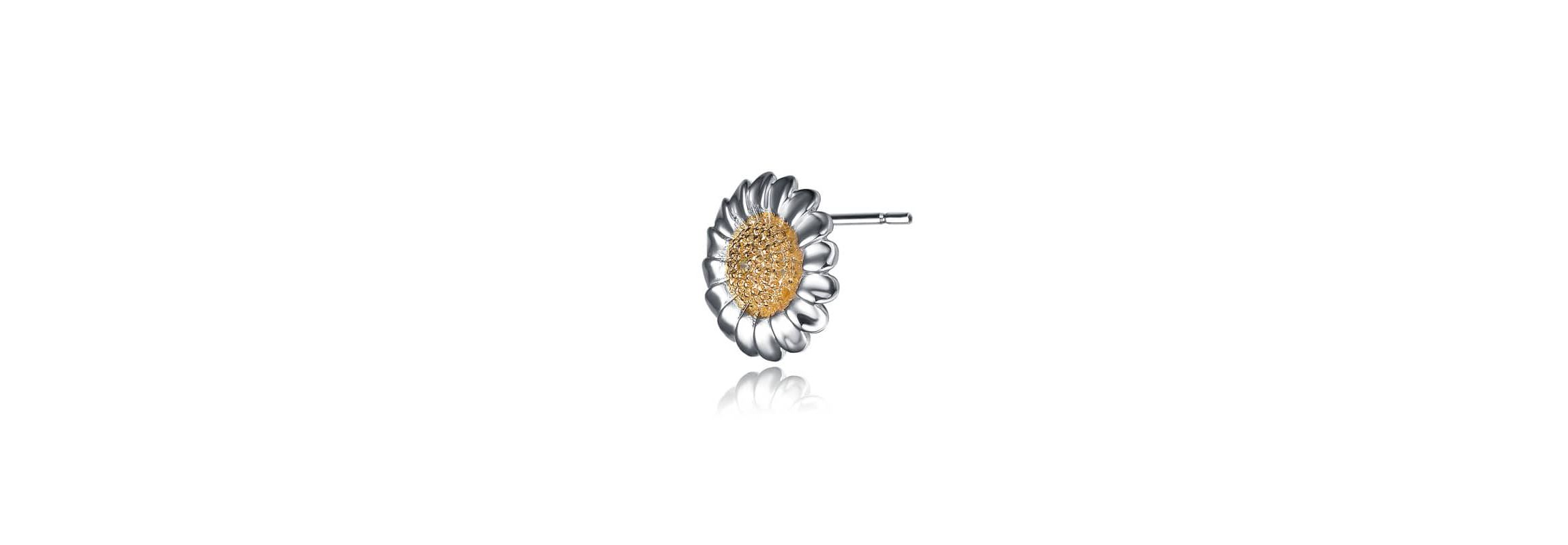 Lab Created Sterling Silver with Clear Cubic Zirconia Sunflower Earrings