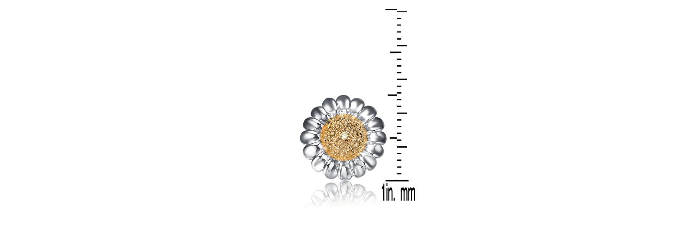 Lab Created Sterling Silver with Clear Cubic Zirconia Sunflower Earrings