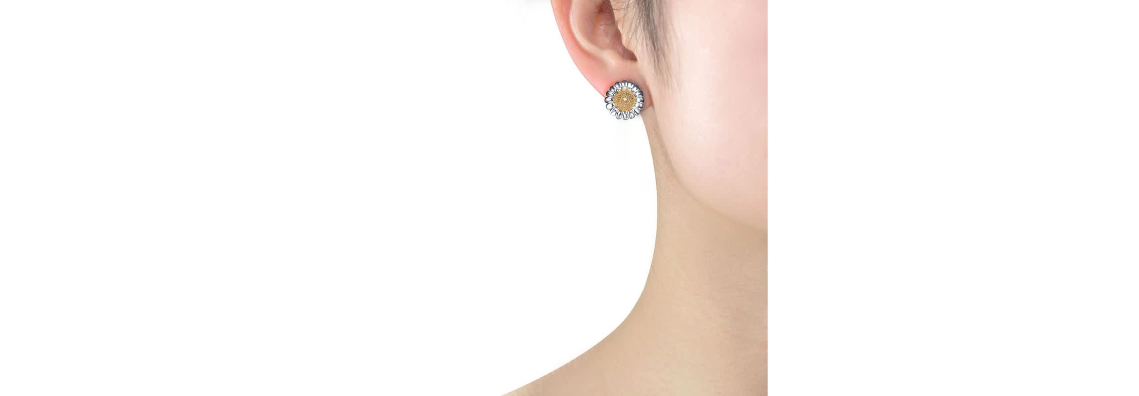Lab Created Sterling Silver with Clear Cubic Zirconia Sunflower Earrings