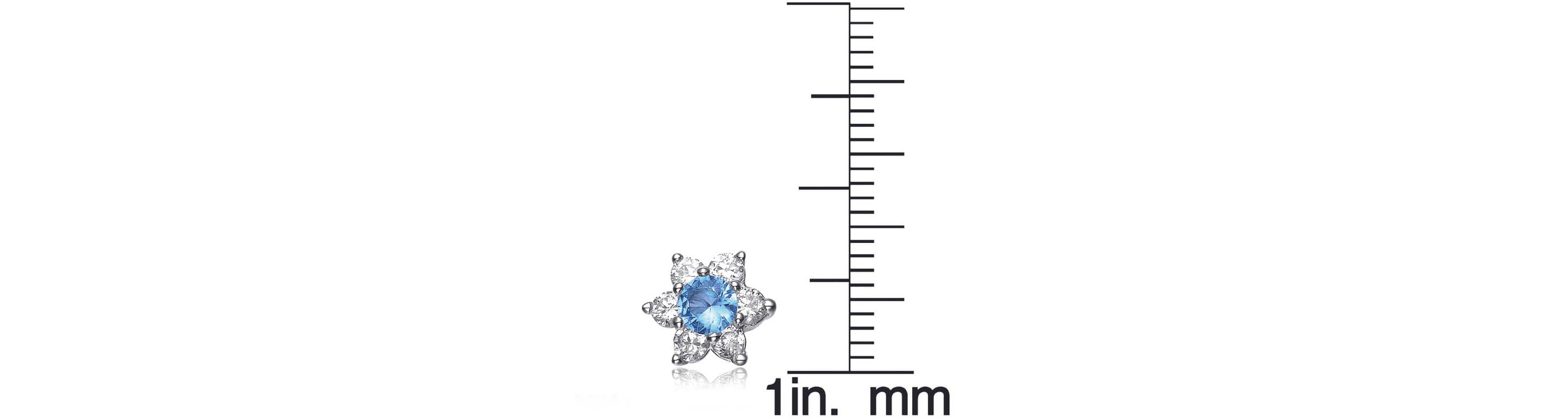 Lab Created Sterling Silver White Gold Plated with Colored Round Cubic Zirconias Flower Shape Earrings