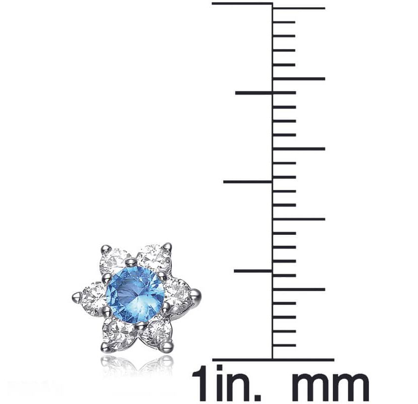 Lab Created Sterling Silver White Gold Plated with Colored Round Cubic Zirconias Flower Shape Earrings