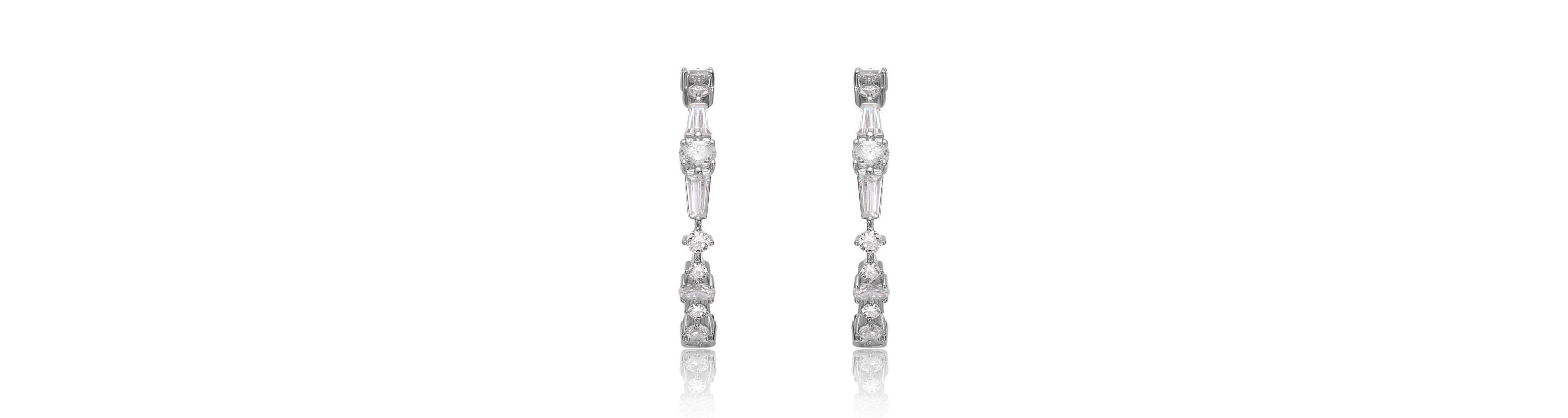 Lab Created Sterling Silver with Clear Cubic Zirconia C-Hoop Earrings