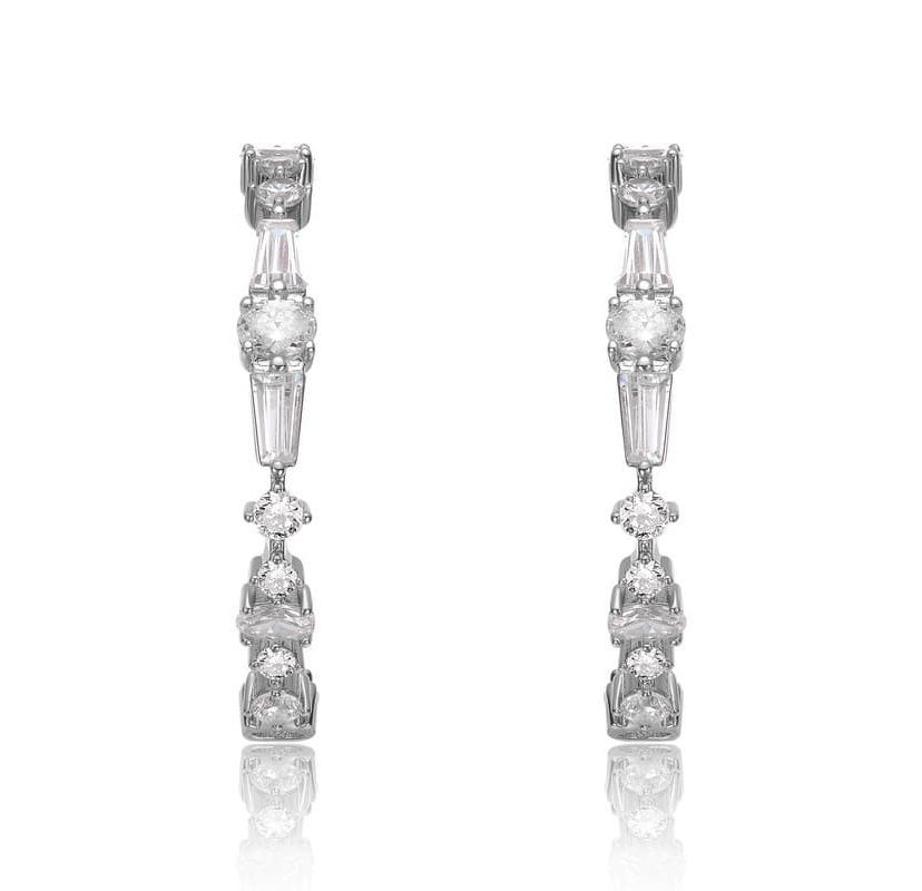 Lab Created Sterling Silver with Clear Cubic Zirconia C-Hoop Earrings