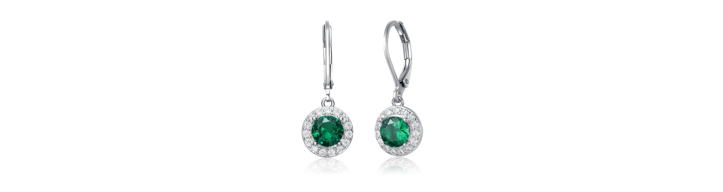 Lab Created Colored Cubic Zirconia Halo Dangle Lever Back Earrings