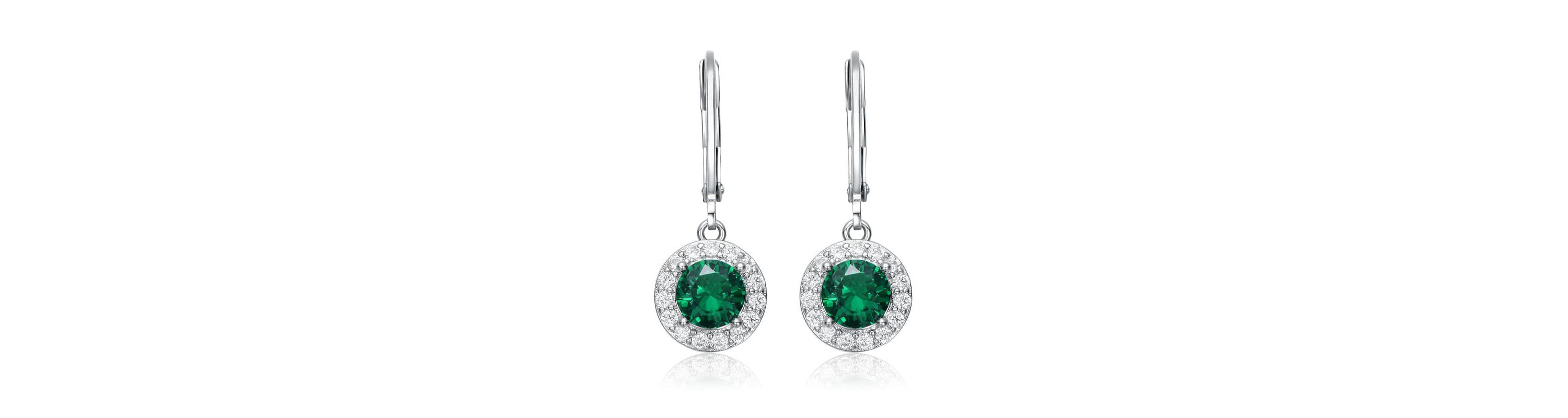 Lab Created Colored Cubic Zirconia Halo Dangle Lever Back Earrings