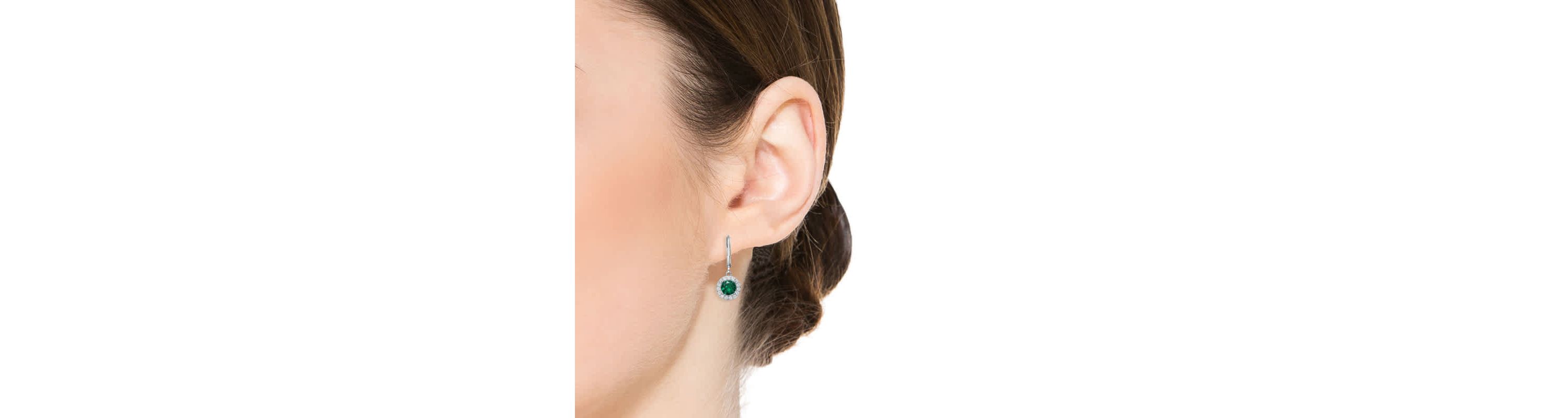 Lab Created Colored Cubic Zirconia Halo Dangle Lever Back Earrings
