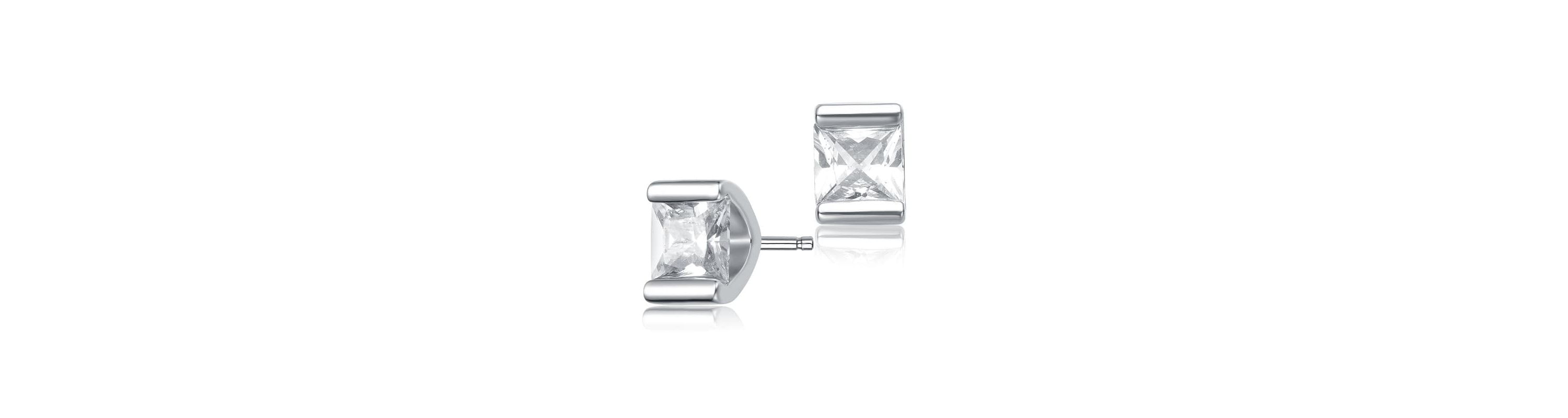 Lab Created Sterling Silver with Clear Cubic Zirconia Stud Earrings