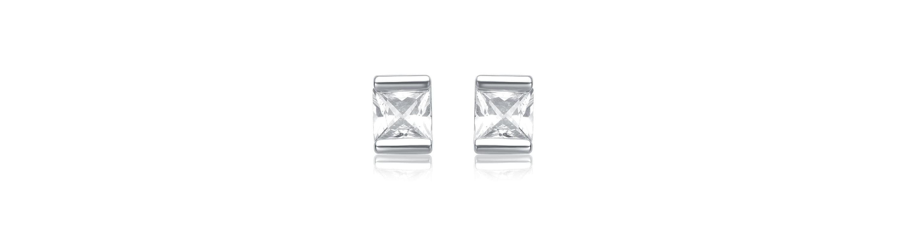Lab Created Sterling Silver with Clear Cubic Zirconia Stud Earrings