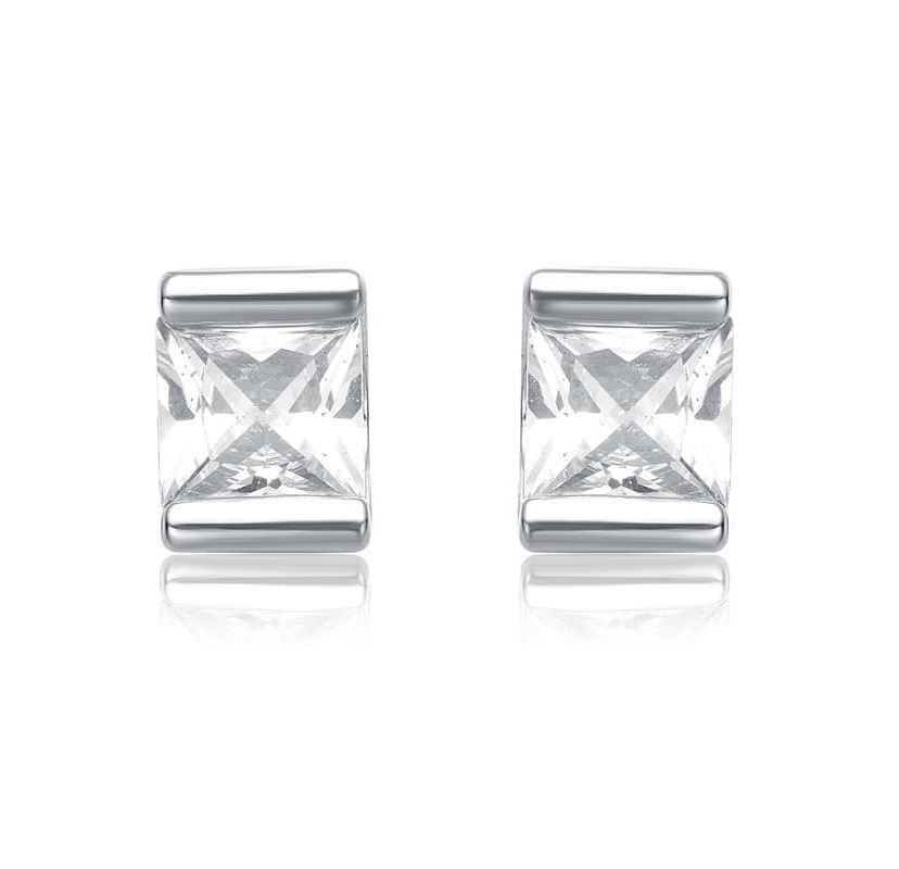 Lab Created Sterling Silver with Clear Cubic Zirconia Stud Earrings
