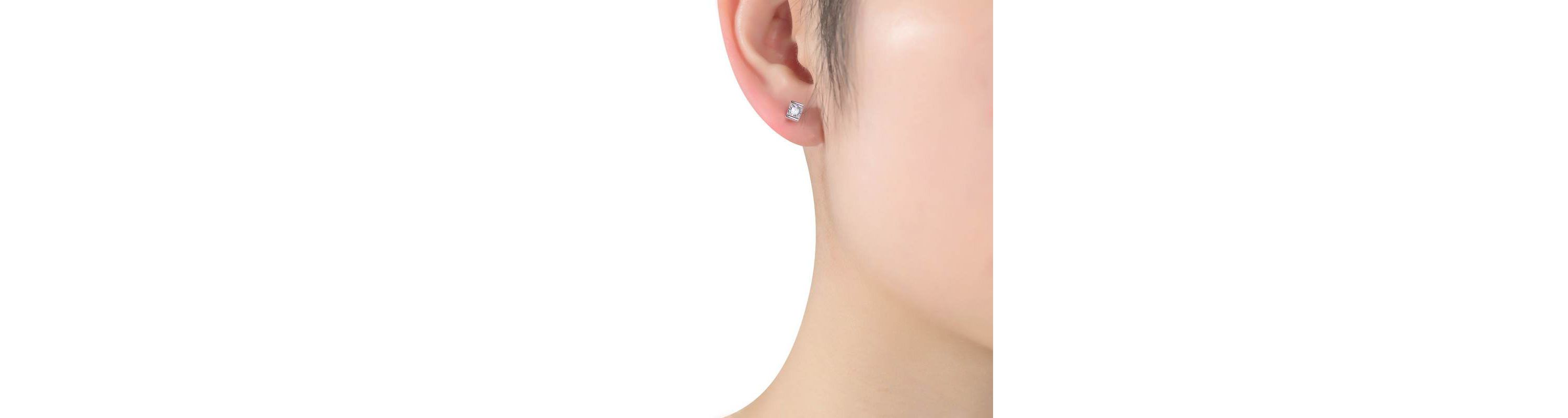 Lab Created Sterling Silver with Clear Cubic Zirconia Stud Earrings
