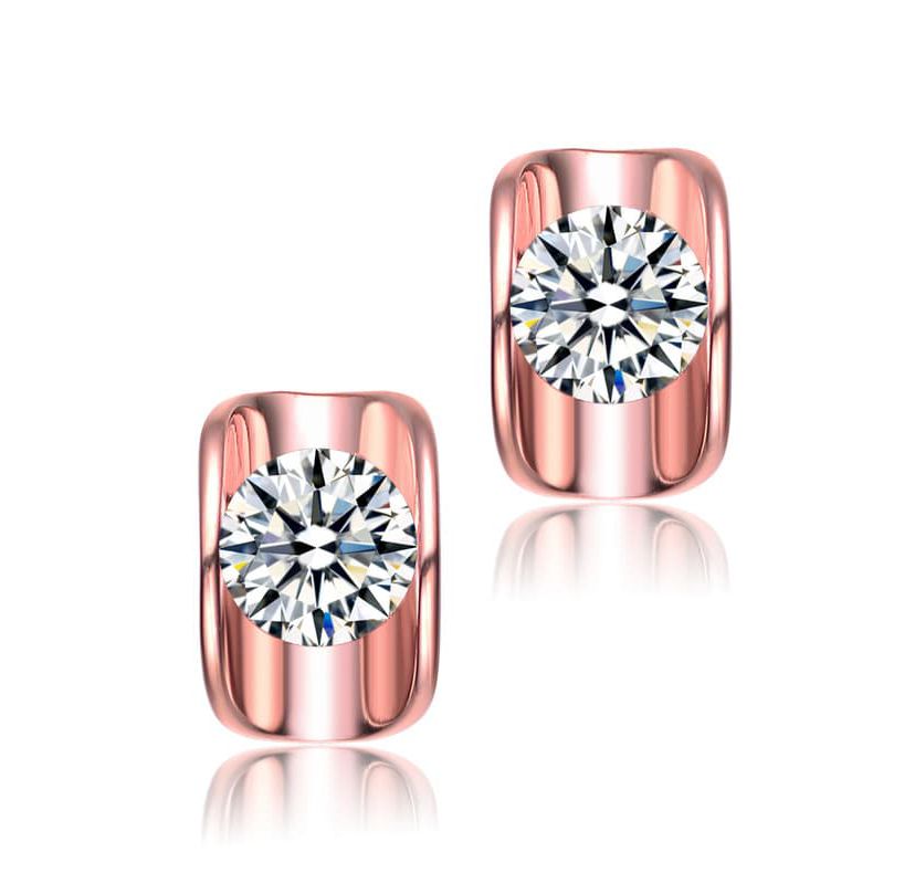 Lab Created Sterling Silver with Clear Cubic Zirconia Shield Stud Earrings