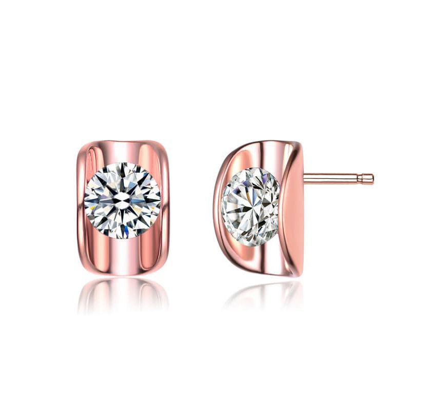 Lab Created Sterling Silver with Clear Cubic Zirconia Shield Stud Earrings